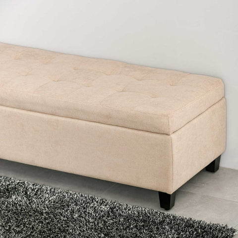 Rootz Upholstered Storage Bench - Bedroom Bench - Ottoman - Elegant Design - 125cm x 49cm x 41.5cm