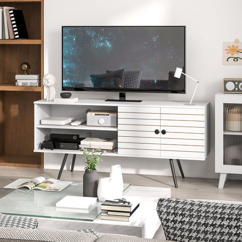 Rootz TV Furniture - Media Stand - Entertainment Center - Elegant & Functional - 145x38x65 cm - White