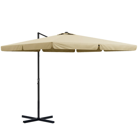 Rootz Garden Parasol - Patio Umbrella - Outdoor Sunshade - Easy Crank Operation - 3m x 3m x 2.56m - Brown