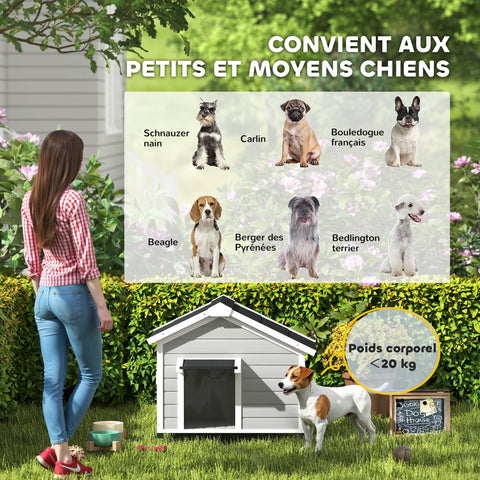 Rootz Solid Wood Dog House - Free Dog House - Pet Shelter - All-Weather Safety - 95cm x 68cm x 76cm