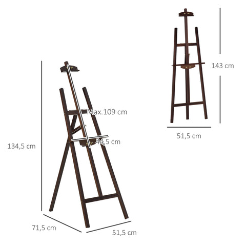 Rootz Height Adjustable Easel - Painting Easel - Art Stand - Optimal Comfort - 51.5cm x 71.5cm x 134.5cm