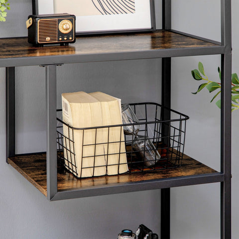 Rootz Bookcase Wall Shelf - Industrial Bookshelf - Display Shelving Unit - 7 Shelves - Sturdy Steel Frame - Anti-Tip Protection - 83cm x 34cm x 180cm - Brown + Black