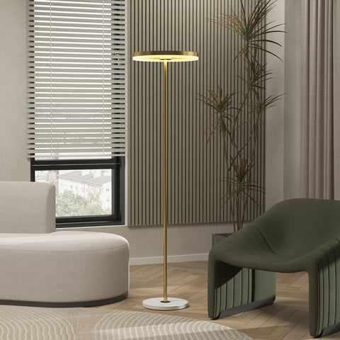 Rootz Floor Lamp - Standing Light - Adjustable Lighting - Dimmable Foot Switch - Metal & Acrylic - 4000K - Gold - 40L x 157.5H cm