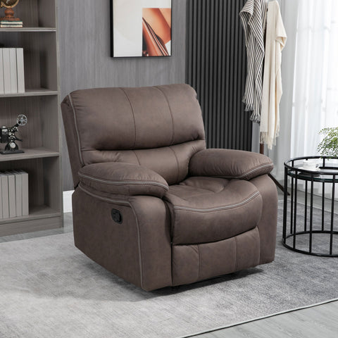 Rootz Upholstery Armchair with Footrest - Recliner Chair - Relaxation Furniture - Microfiber Leather-Look - Comfort Up to 135° - 97cm x 160cm x 80cm