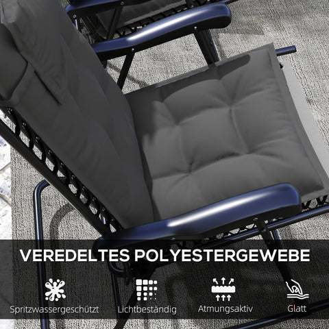 Rootz 2 Piece Sun Lounger Set - Garden Lounger Cushions - Upholstered Pads - Water-Repellent, Fade-Resistant - 50x116x5 cm -  Grey