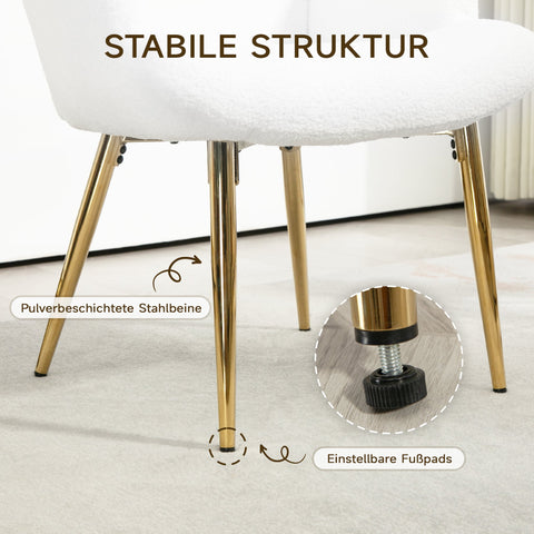 Rootz Wing Chair with Stool - Lounge Chair - Accent Chair - High Back Comfort - 73W x 68D x 111H cm, 52W x 38D x 40H cm, White Sherpa Cover, Gold Legs