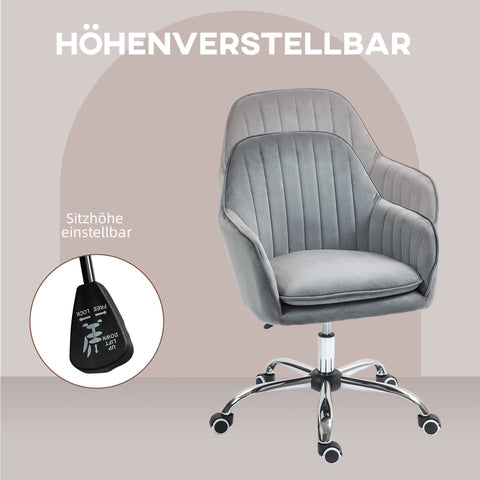 Rootz Height Adjustable Desk Chair - Office Chair - Rotating Swivel Chair - Velvet Comfort - 57cm x 58cm x 84-97cm