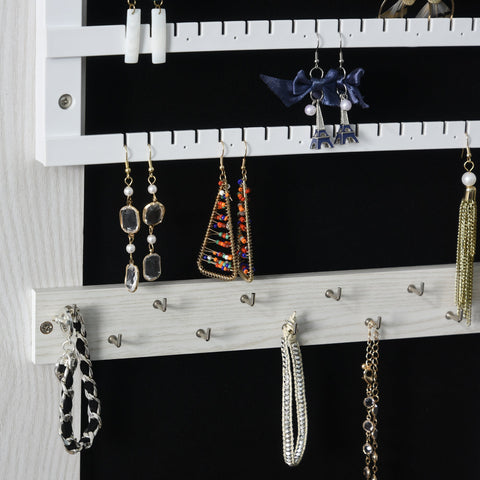 Rootz Jewelry Cabinet - Mirror Organizer - LED Lit Storage - Ample Space - 38cm x 38cm x 157cm