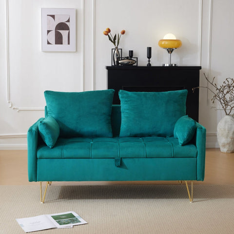 Rootz 2-Seater Velvet Sofa - Storage Couch - Lounge Sofa - Comfort & Elegant Design - 135cm x 71cm x 71cm