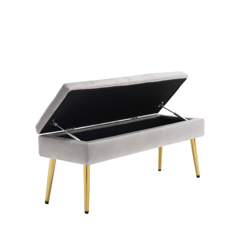 Rootz Modern Minimalist Storage Bench - Velvet Ottoman - Padded Seat - Ample Storage - 111L x 35W x 44.5H cm