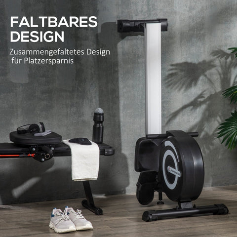 Rootz Foldable Rowing Machine - Magnetic Resistance - Home Workout Equipment - LCD Display - Adjustable Seat - 185cm x 58cm x 57cm