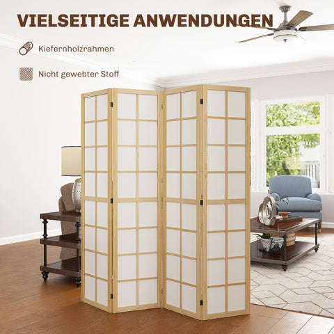 Rootz Foldable Room Divider - Privacy Screen - Free-standing Partition - Elegant Design - 160cm x 1.7cm x 170cm