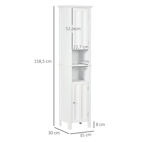 Rootz Bathroom Cabinet - High Cabinet - Modern Design - Ample Storage - 35 x 30 x 158.5 cm - Elegant & Durable