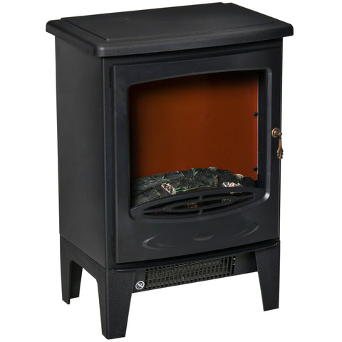 Rootz LED Electric Fireplace - Standing Heater - Flame Effect Stove - Adjustable Heat - Cozy Ambience - Black - 39x26x54.8cm
