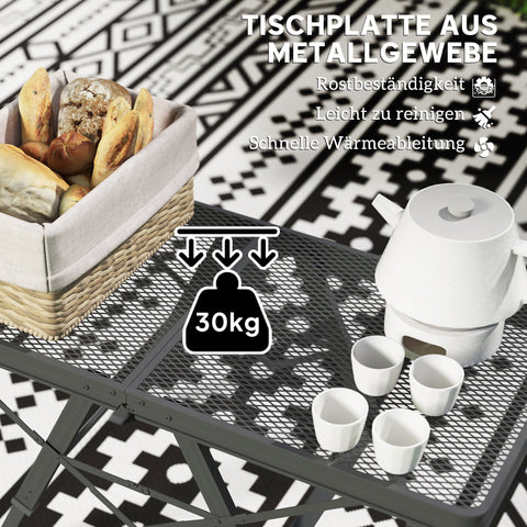 Rootz Adjustable Camping Table - Folding Picnic Table - Portable BBQ Table - Rust Resistant - 90cm x 40.5cm x 48/58cm