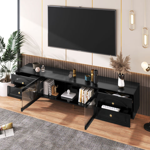 Rootz Lowboard Living Room TV Cabinet - TV Stand - Entertainment Unit - Spacious Storage - 175cm x 35cm x 45cm