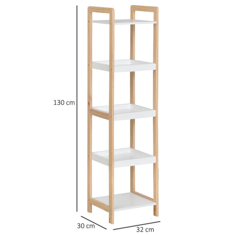Rootz 5 Tier Bathroom Shelf - Camp Shelf - Kitchen Shelf - Space-Saving - 32cm x 30cm x 130cm