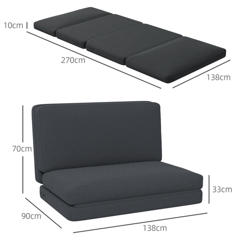 Rootz 3-in-1 Folding Recliner - Guest Mattress - Divisible Sofa - Maximum Comfort - 138W x 90D x 70H cm