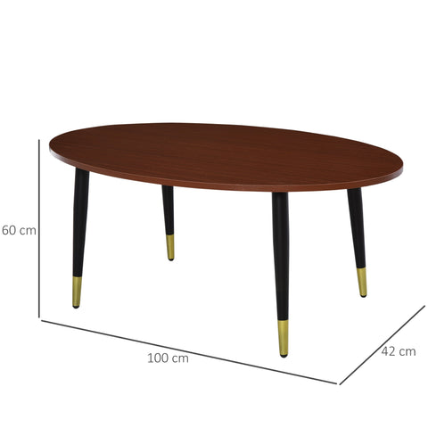 Rootz Oval Multifunctional Coffee Table - Side Table - Corner Table - Compact Design - 100cm x 60cm x 42cm - Brown Look