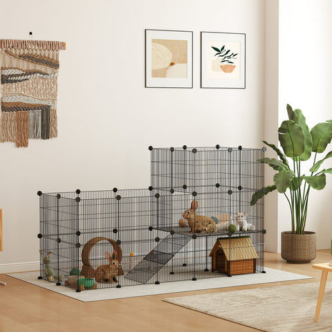 Rootz Dwarf Rabbit Enclosure - Small Pet Hutch - Animal Habitat - Secure and Spacious - 140 x 70 x 105 cm