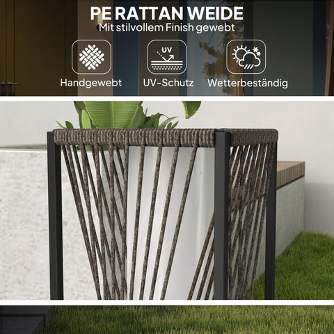 Rootz Solar Floor Lamp - Boho-Style Outdoor Lantern - Rattan Garden Light - Auto On/Off - 22x22x77cm - IP44 Waterproof