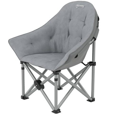 Rootz Foldable Camping Chair - Portable Seat - Outdoor Armchair - Supports up to 120kg - Grey - 90cm x 63cm x 100cm