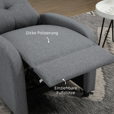 Rootz Relaxation Armchair - Recliner - Lounger - Pocket Spring Core - Supports Up to 150 kg - 67 x 87 x 98 cm - Grey