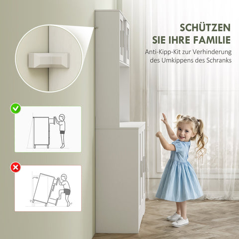 Rootz Kitchen Cabinet - Storage Unit - Scandinavian Cupboard - Adjustable Shelves - 108cm x 35cm x 180cm