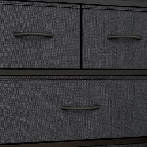 Rootz Chest of Drawers Storage Furniture - Fabric Cabinets - Steel Structure - Ample Space - 58L x 30B x 120H cm - Black
