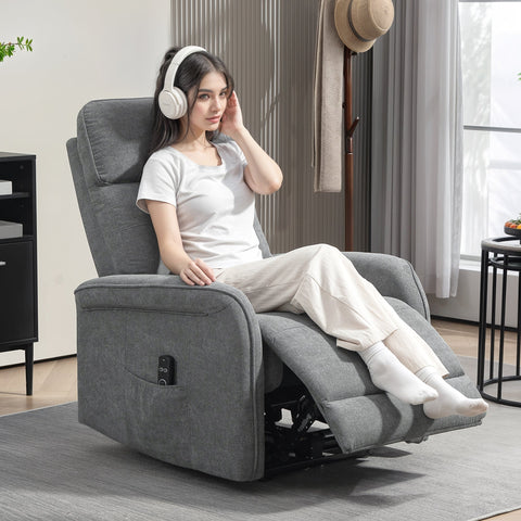 Rootz Gray Massage Chair - Recliner - Upholstery Chair - Lumbar Heating - 8 Massage Points - 82cm x 96cm x 106cm