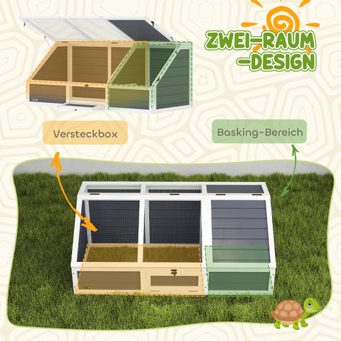 Rootz Turtle Box Outdoor Enclosure - Turtle House - Reptile Habitat - Easy Access - 120x55x20/50cm