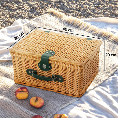 Rootz Picnic Basket - Picnic Case - Willow Basket - Isolated Cooling Bag - 40cm x 30cm x 20cm