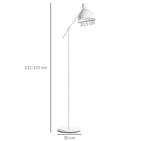 Rootz Industrial Standing Lamp - Floor Lamp - Adjustable Lighting - Enhances Ambiance - 30cm x 30cm x 131-155cm, White