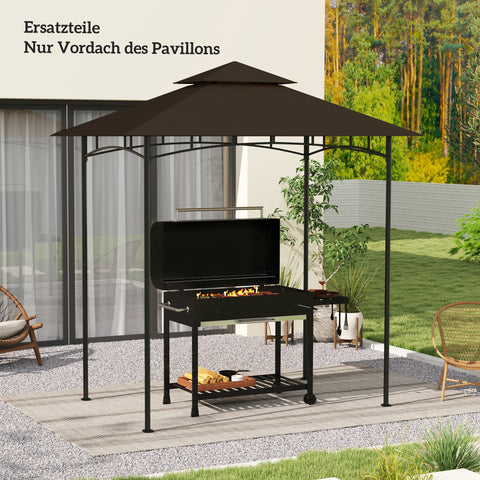 Rootz Garden Gazebo Replacement Tarpaulin - BBQ Gazebo Roof - Canopy Cover - UPF50+ Protection - 244cm x 152cm - Brown