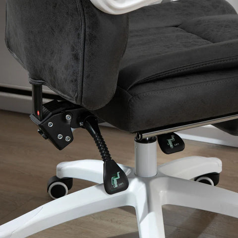 Rootz Office Chair - Swivel Chair With Reclining Function - Footrest - Height Adjustment - Desk Chair - Microfiber - Plastic - Metal - Nylon - Black + Dark Gray - 63 x 71 x 110-118 cm