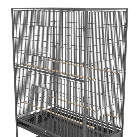 Rootz Vogelkooi - Inclusief Zitstokken - Vogelspeelgoed - Afneembare bodemplaat - 1 Plank - Grijs - 94L x 57W x 153H cm