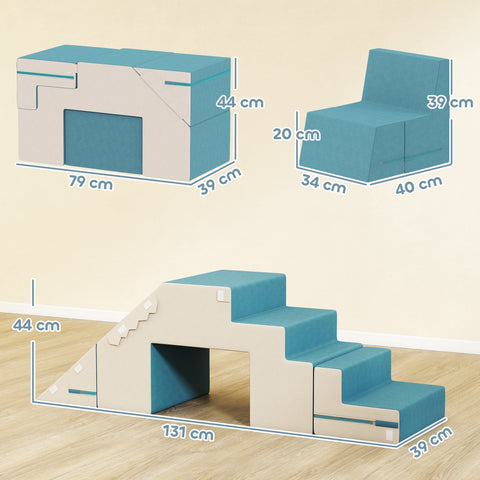 Rootz 2-Part Soft Play Block Set - Climbing Blocks - Building Blocks - Promotes Cognitive Development - 39cm x 39cm x 44cm - Brown, Blue