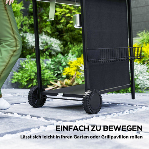 Rootz Gas Grill - BBQ Grill - Outdoor Grill - 3 Burner & Side Cooker - Integrated Thermometer - 107cm x 54cm x 96cm - Black