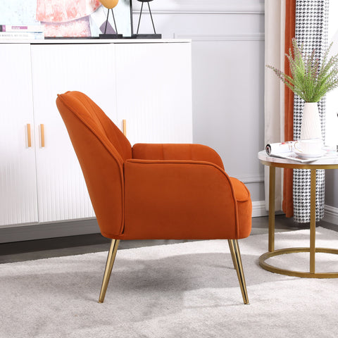Rootz Cutty Velvet Chair - Leisure Seat - Ergonomic Chair - Ultimate Comfort & Style - 64cm x 72.8cm x 77.9cm Orange
