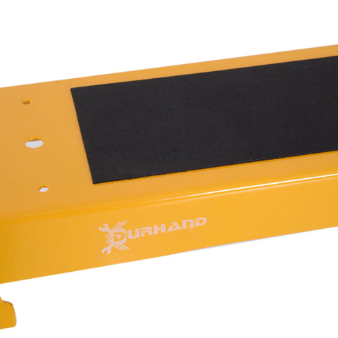 Rootz Set of 2 Folding Sawhorses - Compact Design & Carry Handle - Sturdy Metal - 100cm x 50cm x 76cm - Non-Slip Surface - Black & Yellow