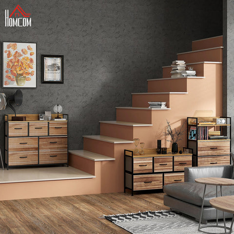 Rootz 7 Drawer Storage Cabinet - Chest of Drawers - Foldable Fabric - Organize Space - 98cm x 29cm x 85cm