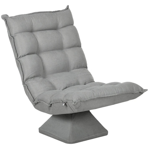 Rootz Fauteuil - Leesstoel - Draaibaar - Zitkussen - Vloerbank - Imitatielinnen - Fluweellook - Lichtgrijs - 62 cm x 70 cm x 95 cm