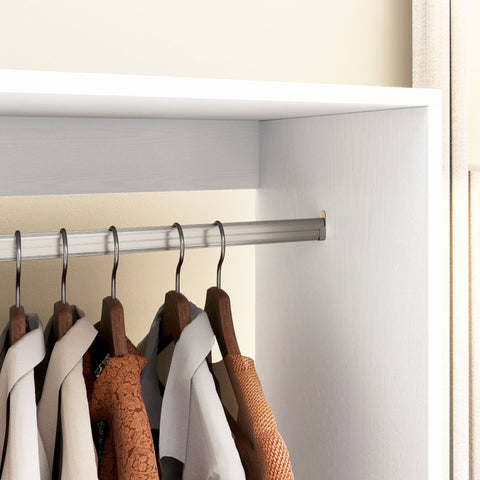 Rootz Mobile Wardrobe - Clothes Storage Organizer - White Closet - Easy Mobility - 60cm x 40cm x 127cm