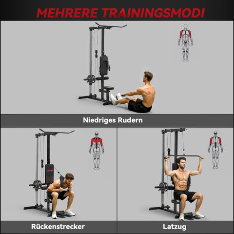 Rootz Strength Station - Home Gym Equipment - Upper Body Workout - Ergonomic Design - Steel & Synthetic Leather - Black - 140x108x197 cm