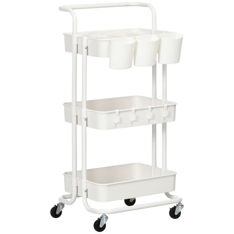 Rootz Trolley - Storage Cart - Rolling Organizer - Versatile Storage - Customizable Compartments - Easy Mobility - 42cm x 38cm x 86.5cm - Steel & ABS