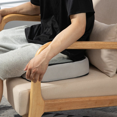 Rootz Memory Foam Orthopedic Seat Cushion - Coccyx Cushion - Chair Pad - Breathable Mesh Cover - Non-Slip Base - 44cm x 39cm x 13cm