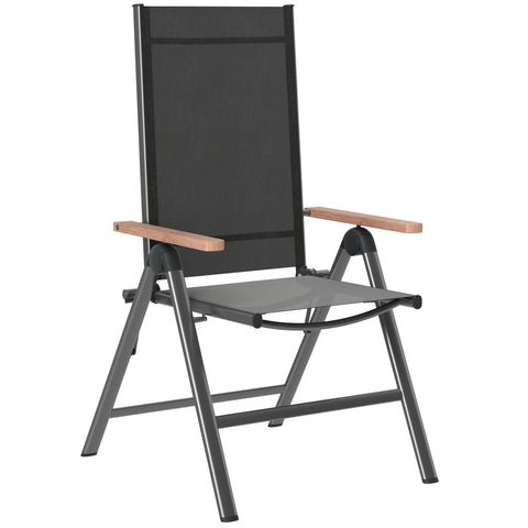 Rootz Steel Garden Chair - Folding Balcony Chair - Armrest Chair - Comfort with Eucalyptus Armrests - 60cm x 73cm x 108cm