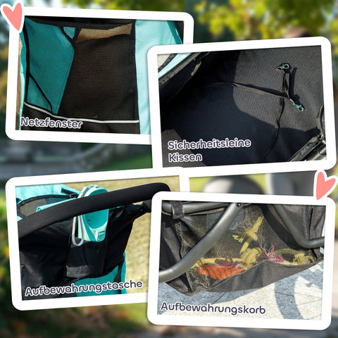 Rootz Dog Buggy - Pet Car - Stroller for Small Dogs and Cats - One-Click Fold - 100cm x 58cm x 100cm - Blue