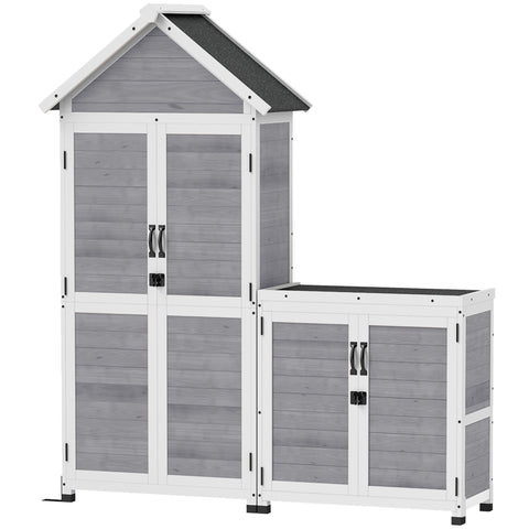 Rootz Garden Shed - Storage Cabinet - Customizable Shelves - Lockable Doors - Waterproof - Spruce Wood - Grey - 89cm x 51cm x 182cm
