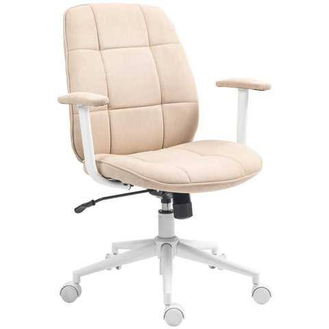 Rootz Ergonomic Office Chair - Desk Chair - Swivel Chair - Height Adjustable, 360° Rotation, Brown Linen - 64cm x 66cm x 88-97.5cm